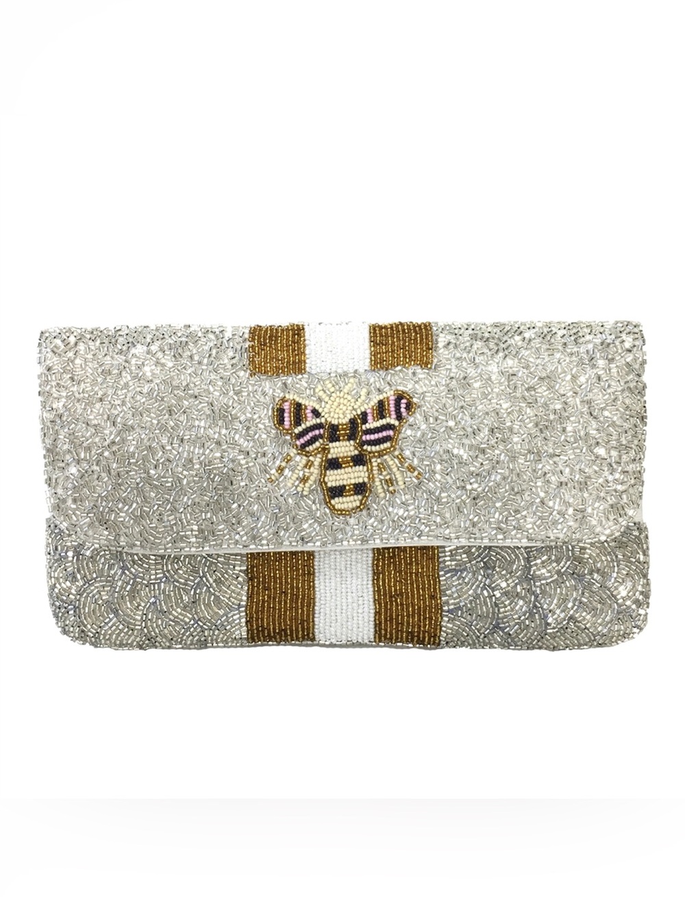 Queen Bee Beaded Convertible Clutch Crossbody Bag